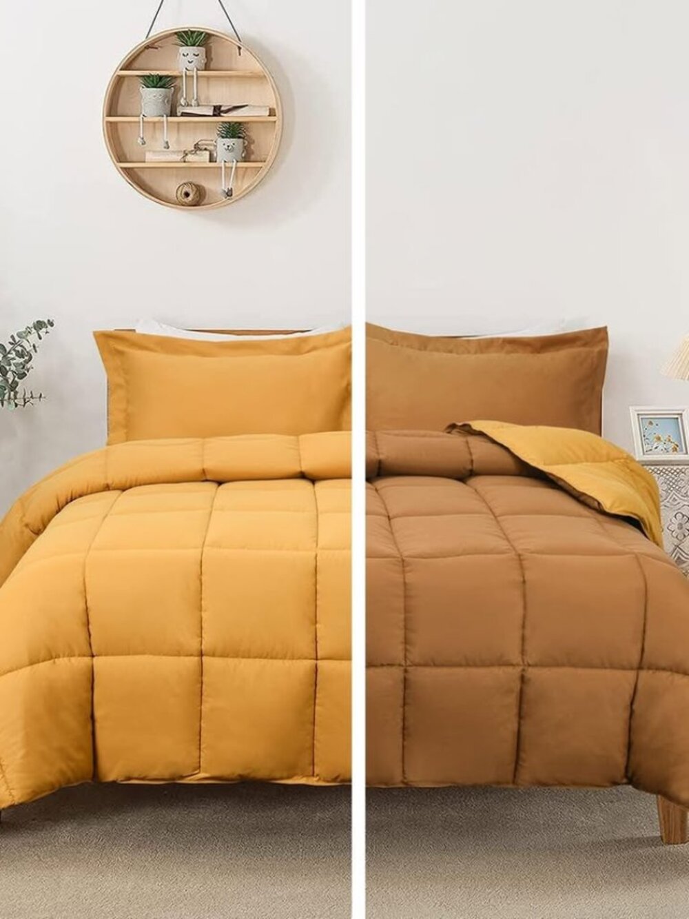 HIG 3-Piece All Season Mustard Yellow Down Alternative Comforter Set For King